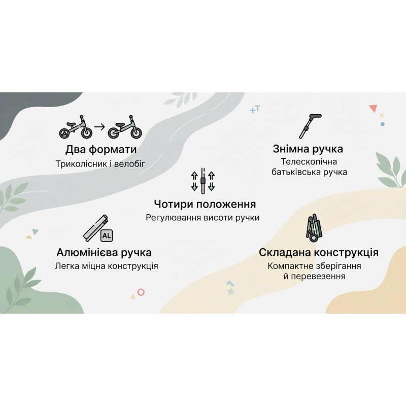 Детский трехколесный велосипед 3 в 1 El Camino FOLDI ME 1202 Graphite