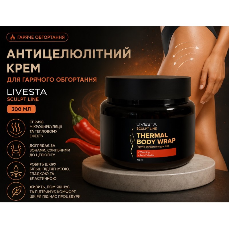Крем для горячего обертывания антицеллюлитный LIVESTA Sculpt Line, 300 мл