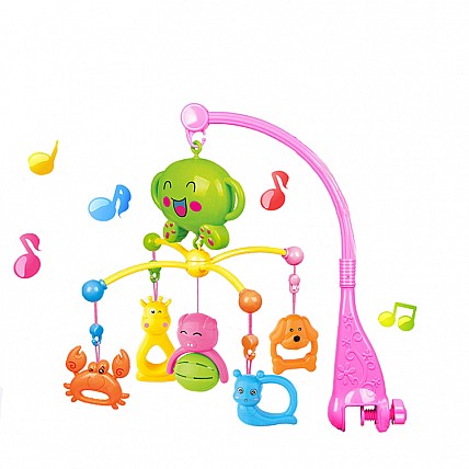 Мобіль музичний на ліжечко, музичний, 5 підвісок (252 мелодії).Рожевий