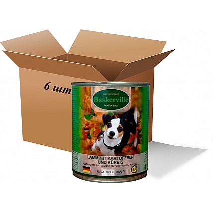 Вологий корм для собак Askerville ягня з картоплею та гарбузом, 400 г (упаковка 6 штук)