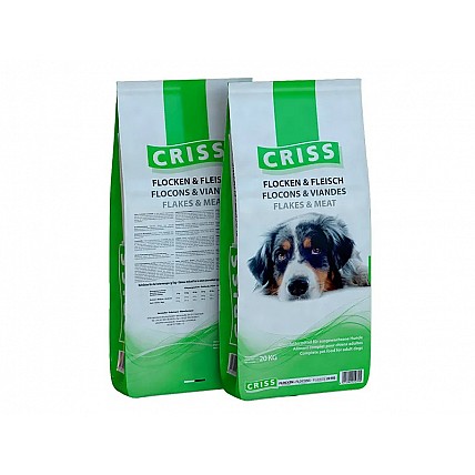 Сухий корм для собак. м'ясо та пластівці для дорослих собак. Criss (20 кг)