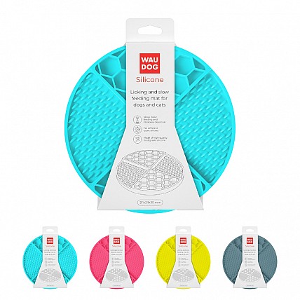 Коврик для слизывания и медленного кормления WAUDOG Silicone, 211х211х30 мм, голубой