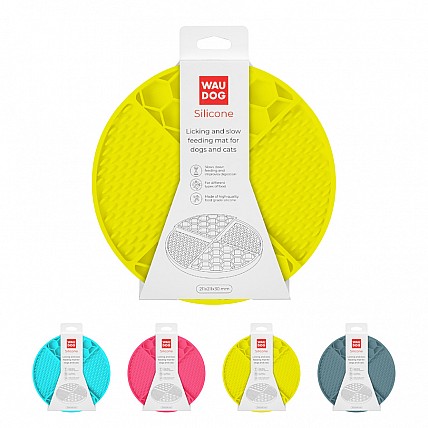 Коврик для слизывания и медленного кормления WAUDOG Silicone, 211х211х30 мм, желтый