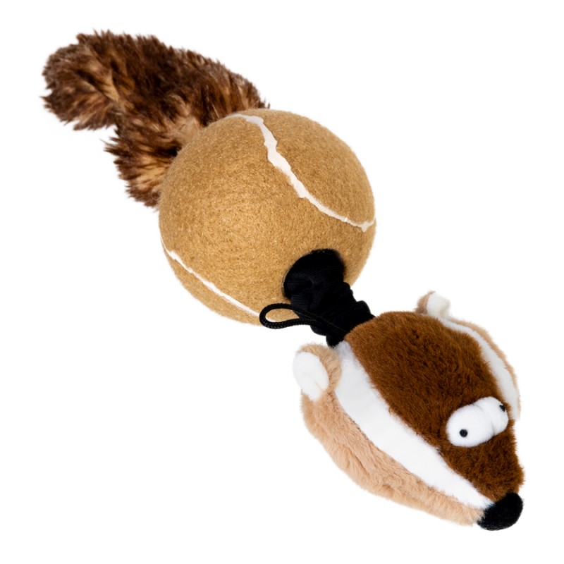 Dog Toy Badger with 2 Squeakers GiGwi Catch&fetch, Faux Fur, Tennis Rubber, Rope