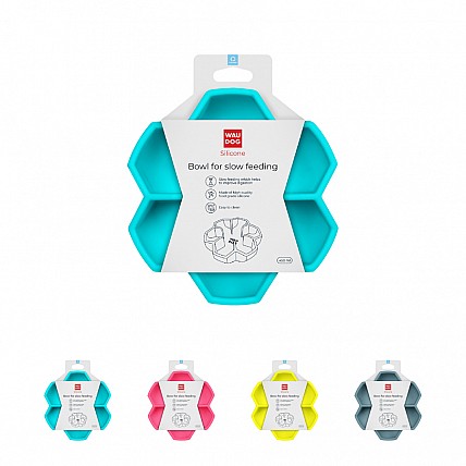 Миска для медленного кормления WAUDOG Silicone, 450 мл, голубой
