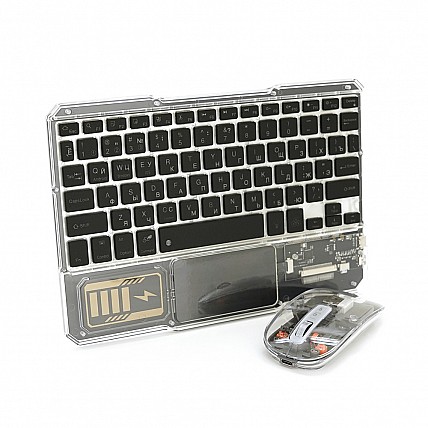Комплект беспроводной YT-KB333 (KB+Mouse), (Eng / Pyc), 2.4G, 78 клавиш, Black/Transparent, Box
