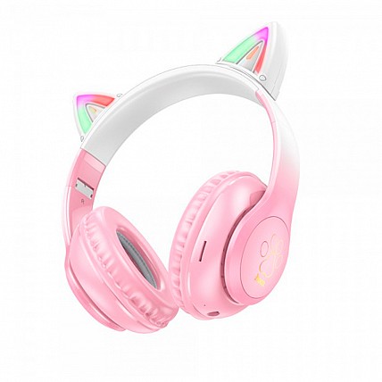 Беспроводные Bluetooth наушники HOCO W42, White/Pink, Box