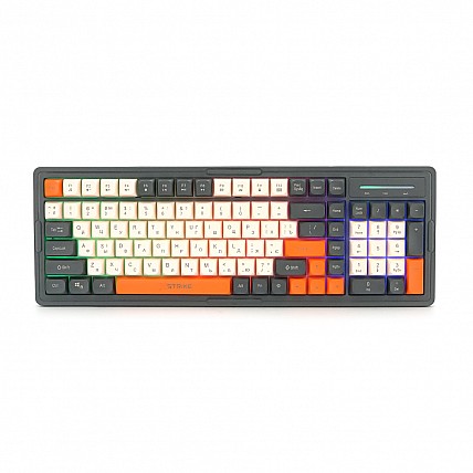 Клавиатура USB XSTRIKE XS-1016, длина кабеля 150см, RGB подсветка, Eng/Укр/Рус, 410х150х35 мм, Black/White/Orange, 101к, Q20