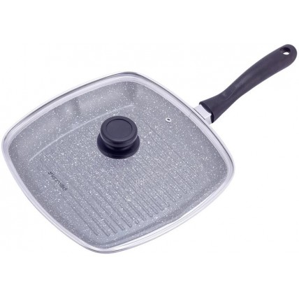 Сковорода-гриль Kamille Grill Pan 28х28см со стеклянной крышкой KM-4431