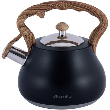 Чайник Kamille Whistling Kettle Black 2.7л из нержавеющей стали со свистком (черный) KM-1092