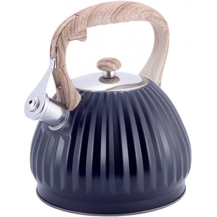 Чайник Kamille Whistling Kettle Black 3л из нержавеющей стали со свистком, черный KM-1076