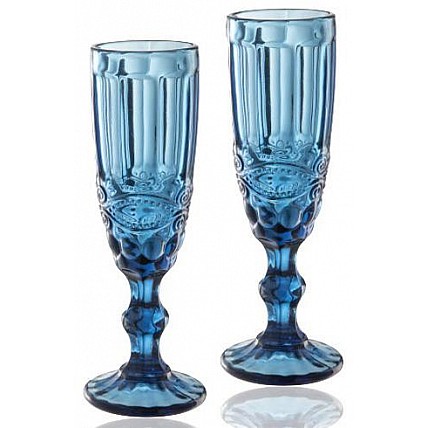 Набор 6 бокалов для шампанского Elodia Винтаж 180мл, кобальтовое стекло ST-9455-BL