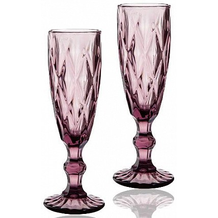 Набор 6 бокалов для шампанского Elodia Грани 200мл, розовое стекло ST-9454-PU