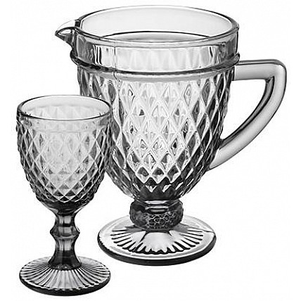 Набор для напитков Elodia "Аргайл" 6 фужеров 340мл и кувшин 1.15л, графитовое стекло ST-9053-GF