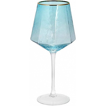 Набор 4 фужера Monaco Ice бокалы для вина 570мл, стекло голубой лед с золотым кантом BD-579-231