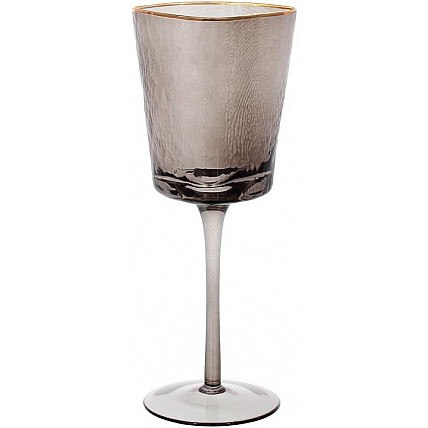 Набор 4 фужера Smoke Ice бокалы для вина 400мл, стекло с золотым кантом BD-579-211