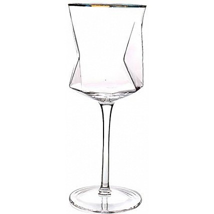 Набор 6 фужеров Facets "TENET" 400мл, стекло з золотым кантом ST-6699-4