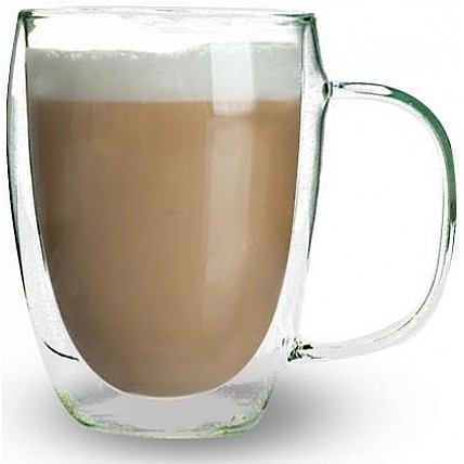 Кружка Kronos 320мл с двойными стенками, стеклянная термокружка ST-201-3