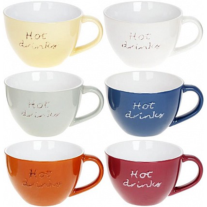 Набор 6 керамических кружек "Hot Drinks" 450мл, яркие BD-344-188