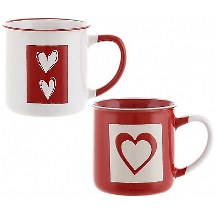 Набор 2 фарфоровые кружки "Красное Сердце" 300мл в крафтовой упаковке BD-B04-004