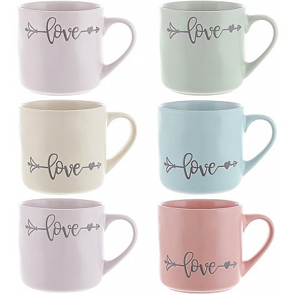 Набор 6 фарфоровых кружек "Love Arrow" 400мл, разноцветный кружки в пастельных цветах BD-B04-009