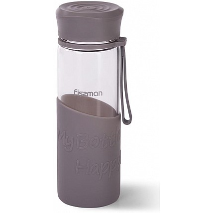 Бутылка спортивная Fissman Sport Line 500мл, стеклянная, серая FN-6399