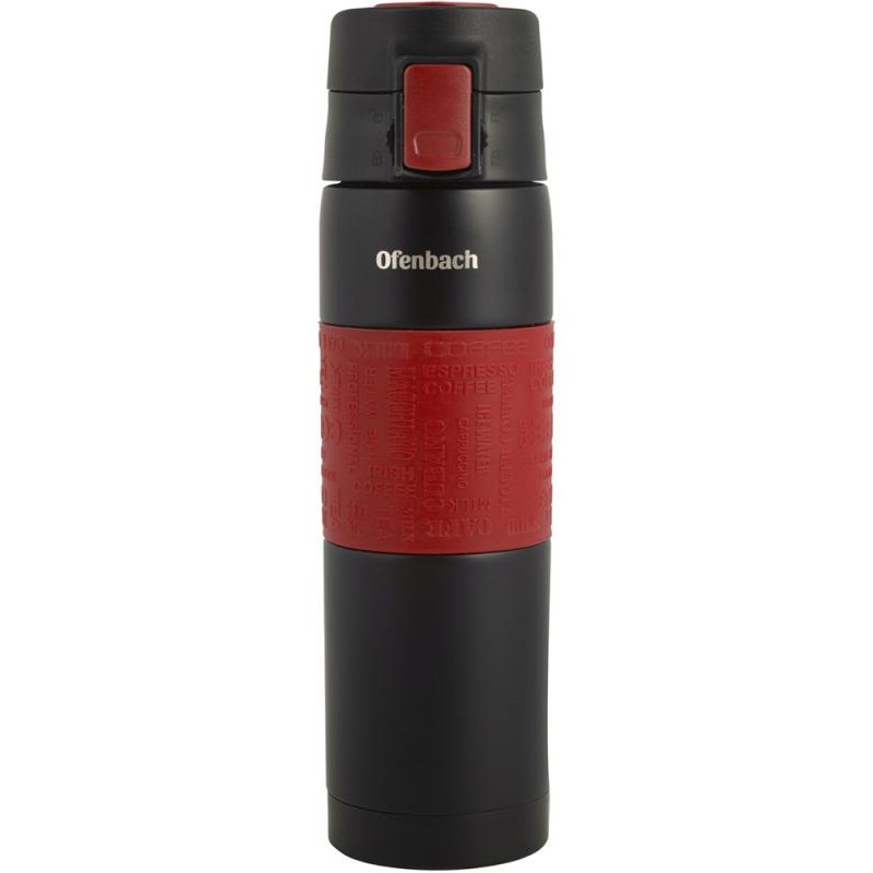 Термос-бутылка Ofenbach Elegance 480мл с силиконовой красной вставкой NB-101300R