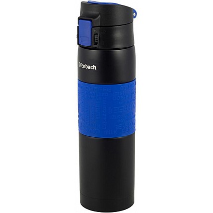Термос-бутылка Ofenbach Elegance 480мл с силиконовой синей вставкой NB-101300B