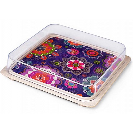 Емкость для хранения продуктов Fissman Purpur 16x16x3см из бамбукового волокна, с пластиковой крышкой FN-8954