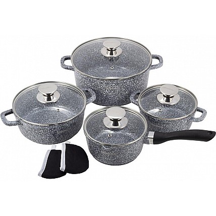 Набор кухонной посуды Ofenbach Snow Marble 10 предметов с двумя прихватками NB-100505