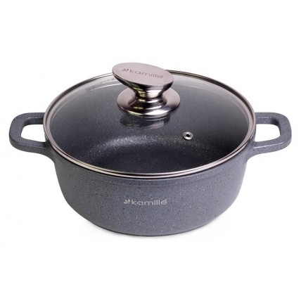 Кастрюля Kamille Landes Grey 6.5л с литыми алюминиевыми ручками KM-4426