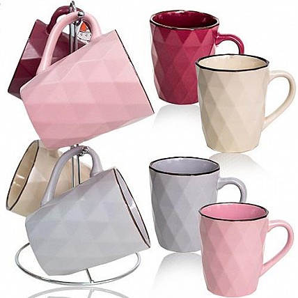 Набор 4 кружки "Грани" 350мл на металлической стойке ST-021-04-11