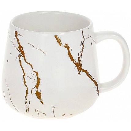 Кружка фарфоровая "Мраморная Роскошь" 450мл, белый с золотом BD-805-712