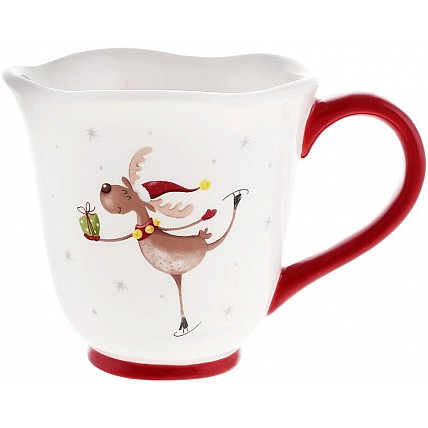 Кружки керамические "Олень на Лыжах" 2 штуки по 470мл BD-834-348