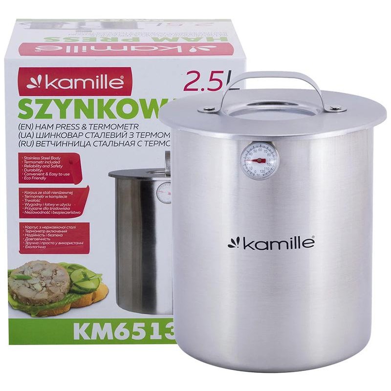 Ветчинница Kamille (шинковар) Ø14х17см, 2.5л с термометром KM-6513