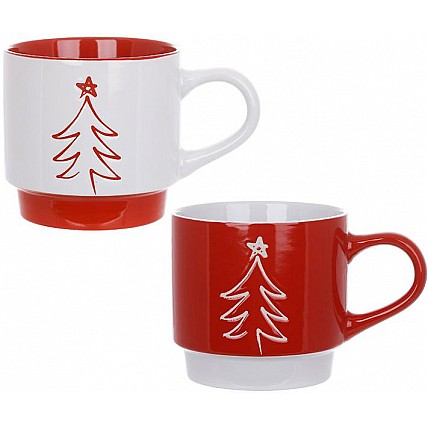 Новогодний подарочный набор "Елочка" 2 кружки по 400мл, красный с белым BD-B04-013