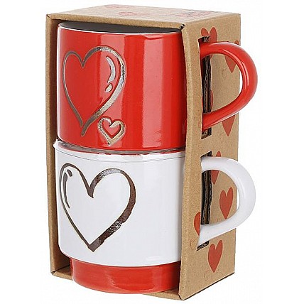 Подарочный набор "Heart" 2 керамические кружки 400мл BD-B04-017