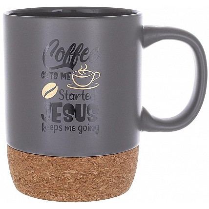 Кружка керамическая "Coffee Time" 400мл с пробковым основанием, серая BD-994-002