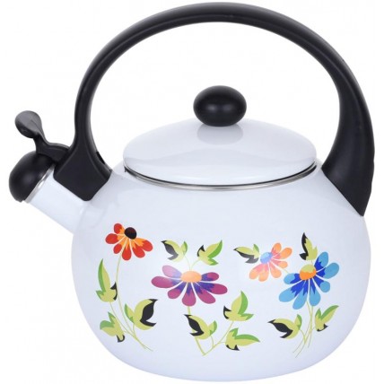 Емальований чайник Kamille "Flowers" 2.2L з свистком KM-1030