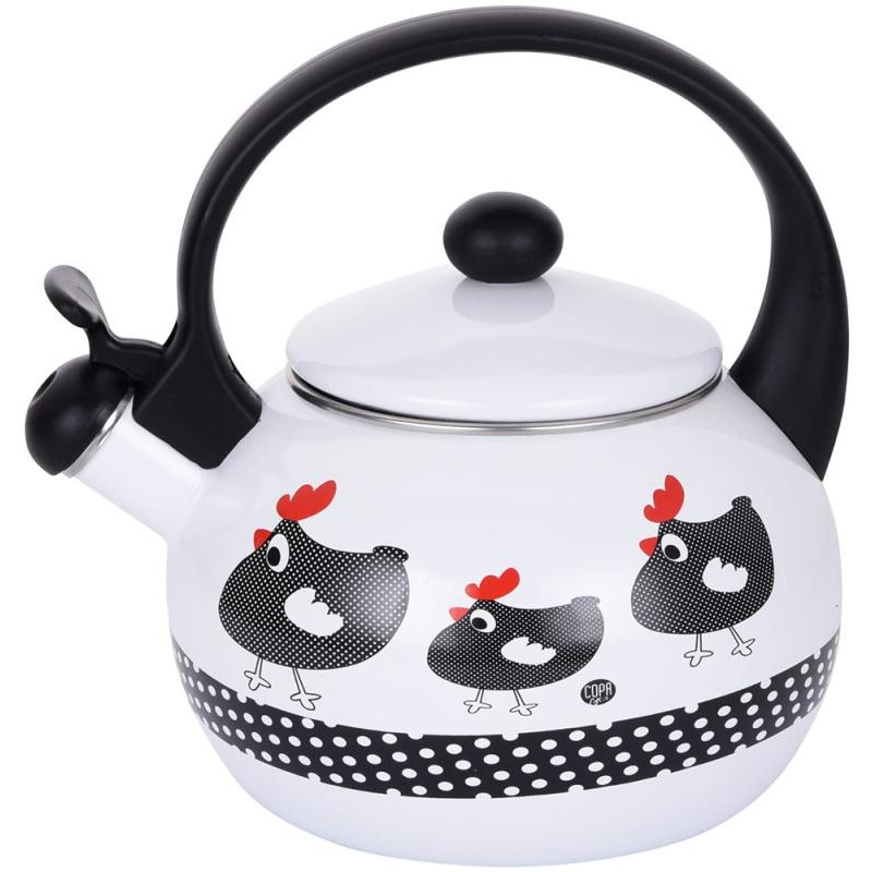 Емальований чайник Kamille «Chickens» 2.2L зі свистком KM-1032