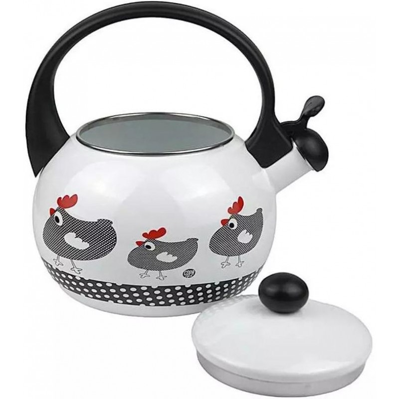 Емальований чайник Kamille «Chickens» 2.2L зі свистком KM-1032