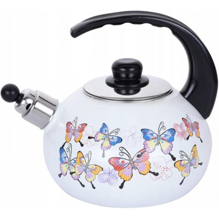 Емальований чайник Kamille "Butterflies" 2,5L зі свистком KM-1035