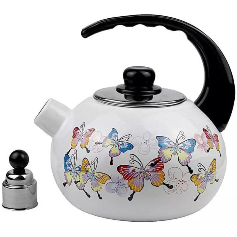 Емальований чайник Kamille "Butterflies" 2,5L зі свистком KM-1035