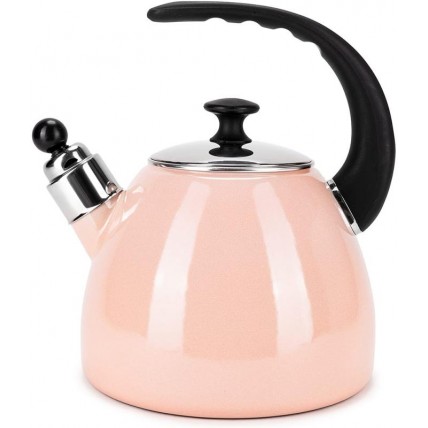 Чайник емальований Kamille "Boiling Water" 2.5л зі свистком, індукційний, рожевий KM-1040B