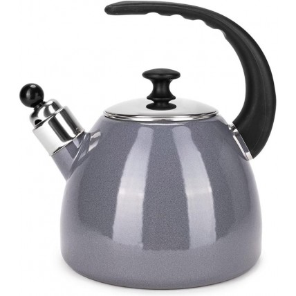 Чайник емальований Kamille "Boiling Water" 2.5л зі свистком, індукційний, сірий KM-1040C