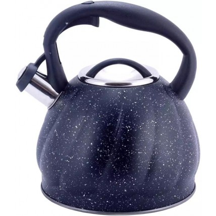 Чайник Kamille Whistling Kettle Marble 3л з нержавіючої сталі зі свистком (чорний мармур) KM-1073BL