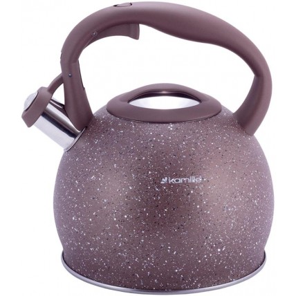 Чайник Kamille Whistling Kettle 3л з нержавіючої сталі зі свистком (коричневий граніт) KM-1074BRW