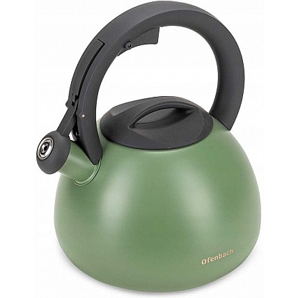 Чайник Ofenbach Green 2.7л нержавеющая сталь, со свистком, зеленый матовый NB-100323