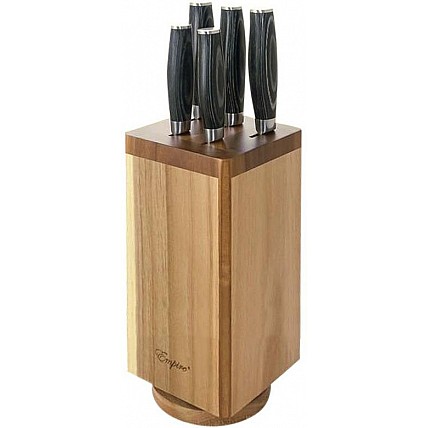 Набор 5 кухонных ножей Empire "Том" на деревянной колоде-подставке EM-1947