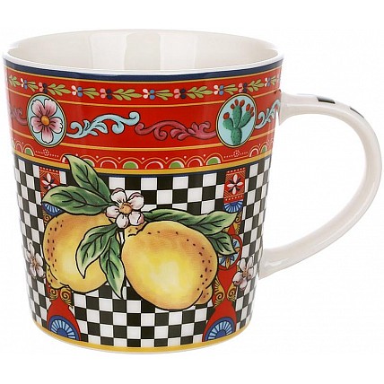 Кружка фарфоровая Sicilia "Limoni" (Лимоны) 450мл, подарочная чашка BD-149-019